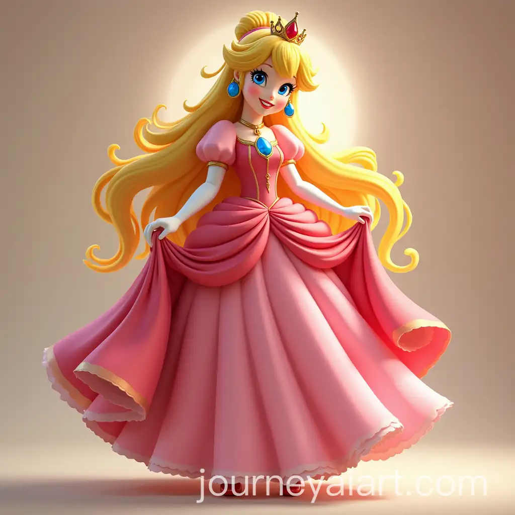 Whimsical-Princess-Peach-in-a-Vibrant-Fantasy-Landscape