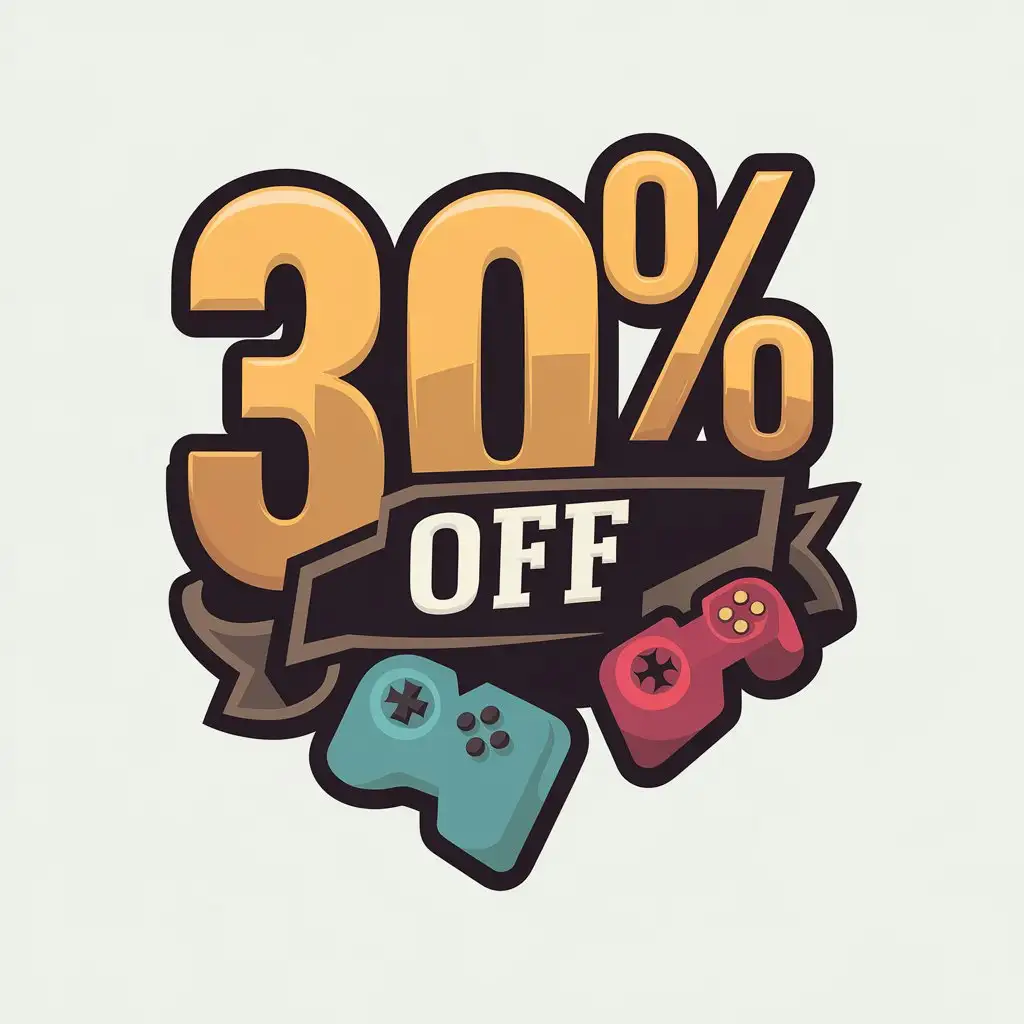 LOGO Design for Game Store Discount 30 OFF with Modern Flat Style and Clear Background