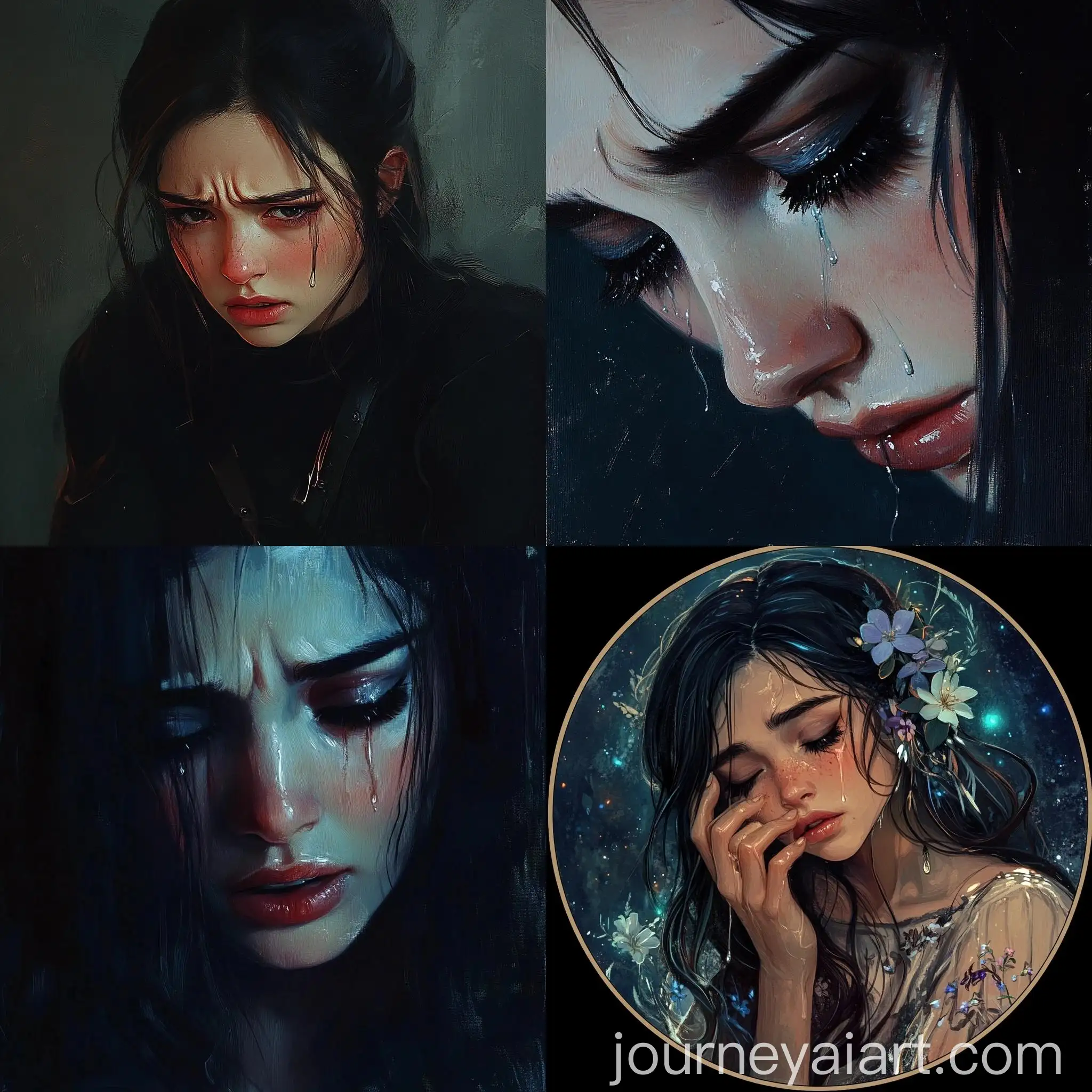 Sad-Anime-Character-Crying-in-Monochrome-Style
