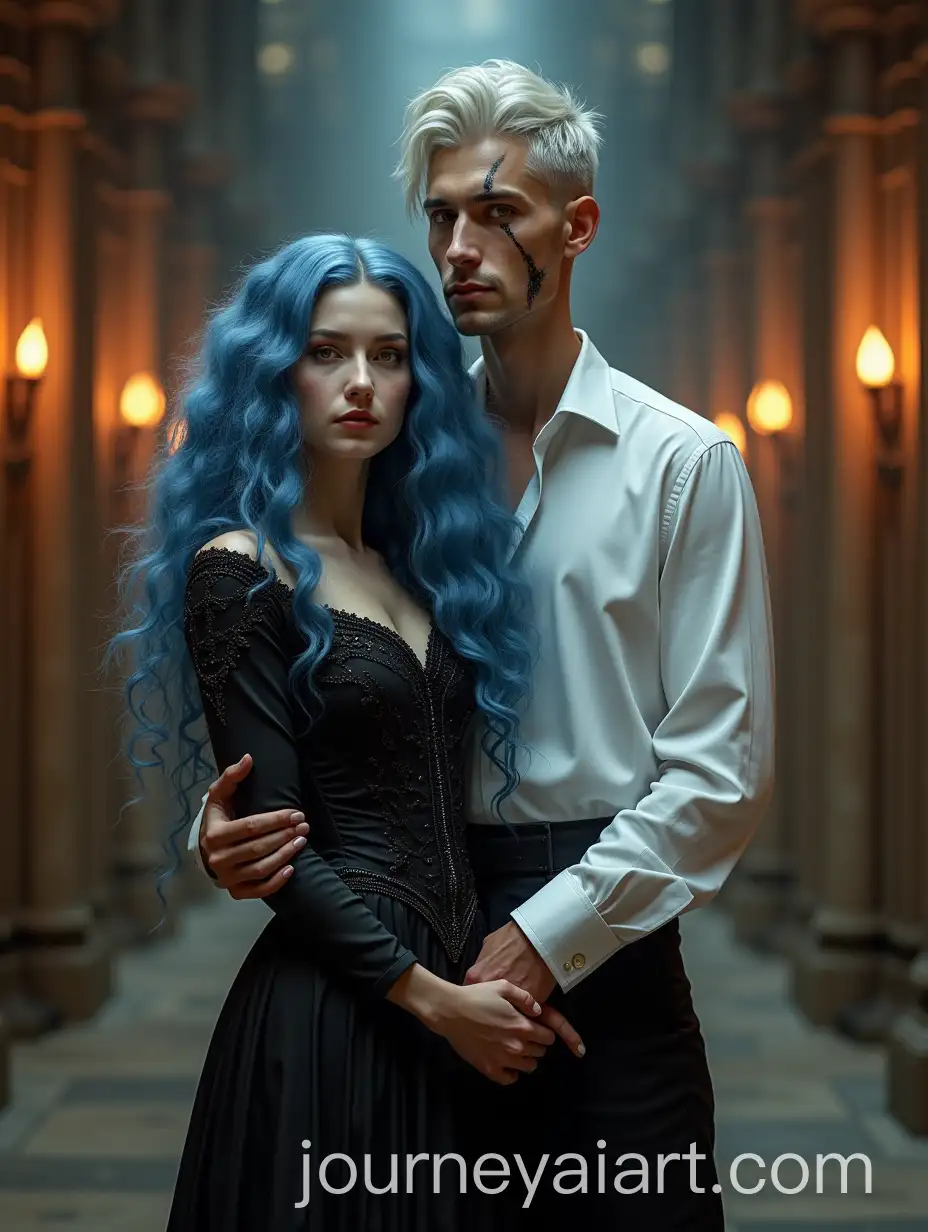 Couple-in-Fantasy-Setting-with-Magic-and-Gothic-Architecture