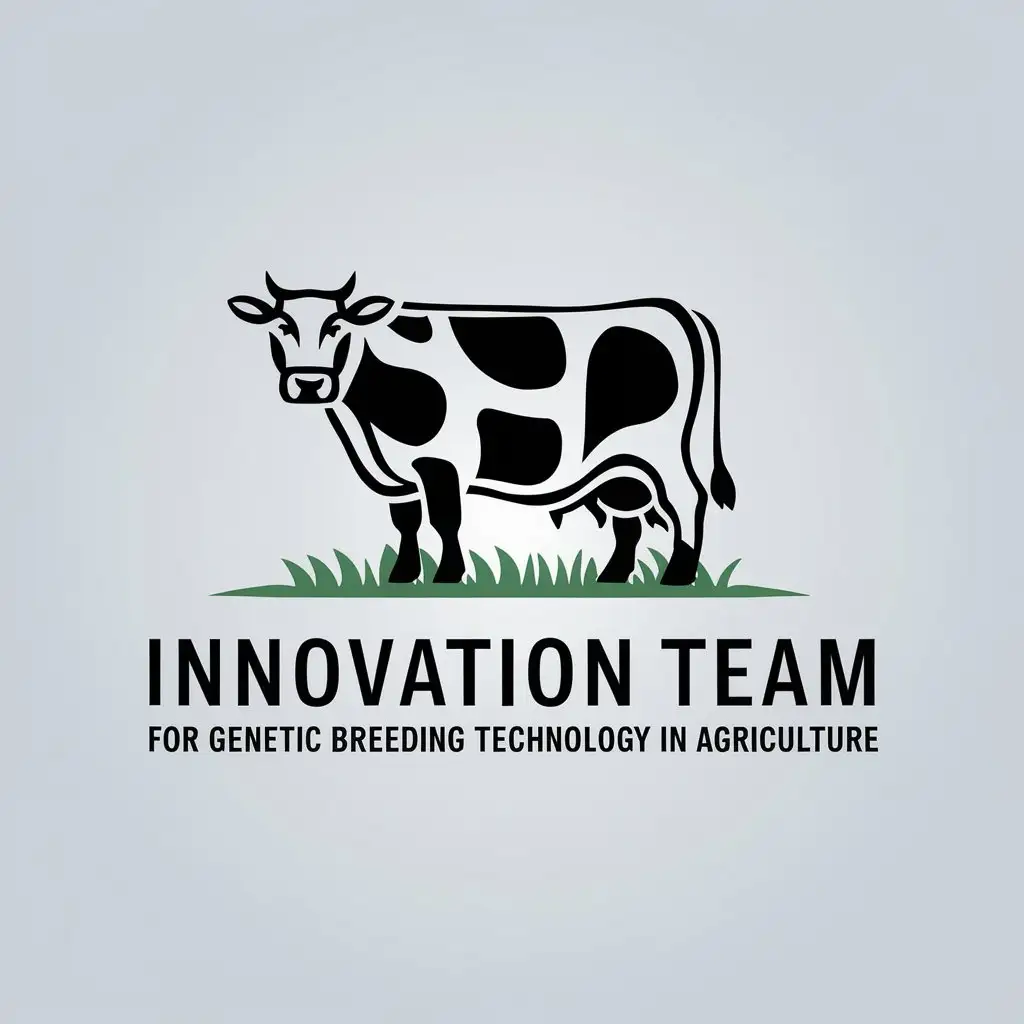 a vector logo design,with the text "innovation team for genetic breeding technology in agriculture", main symbol:cow,Moderate,be used in Technology industry,clear background