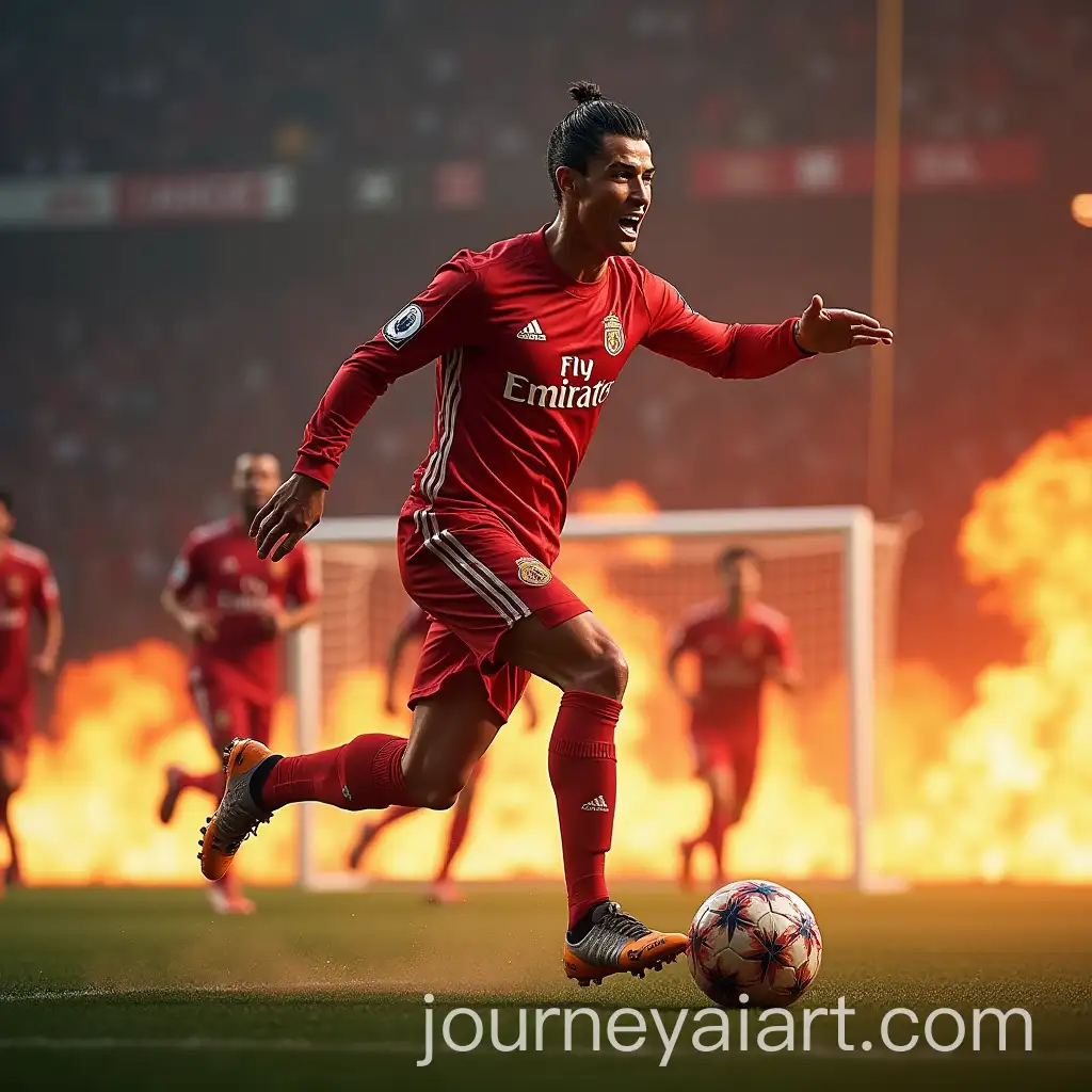 Cristiano-Ronaldo-Animated-PC-BackgroundAI-Image-Expansion-with-Sui-Celebration-and-Fire-Background