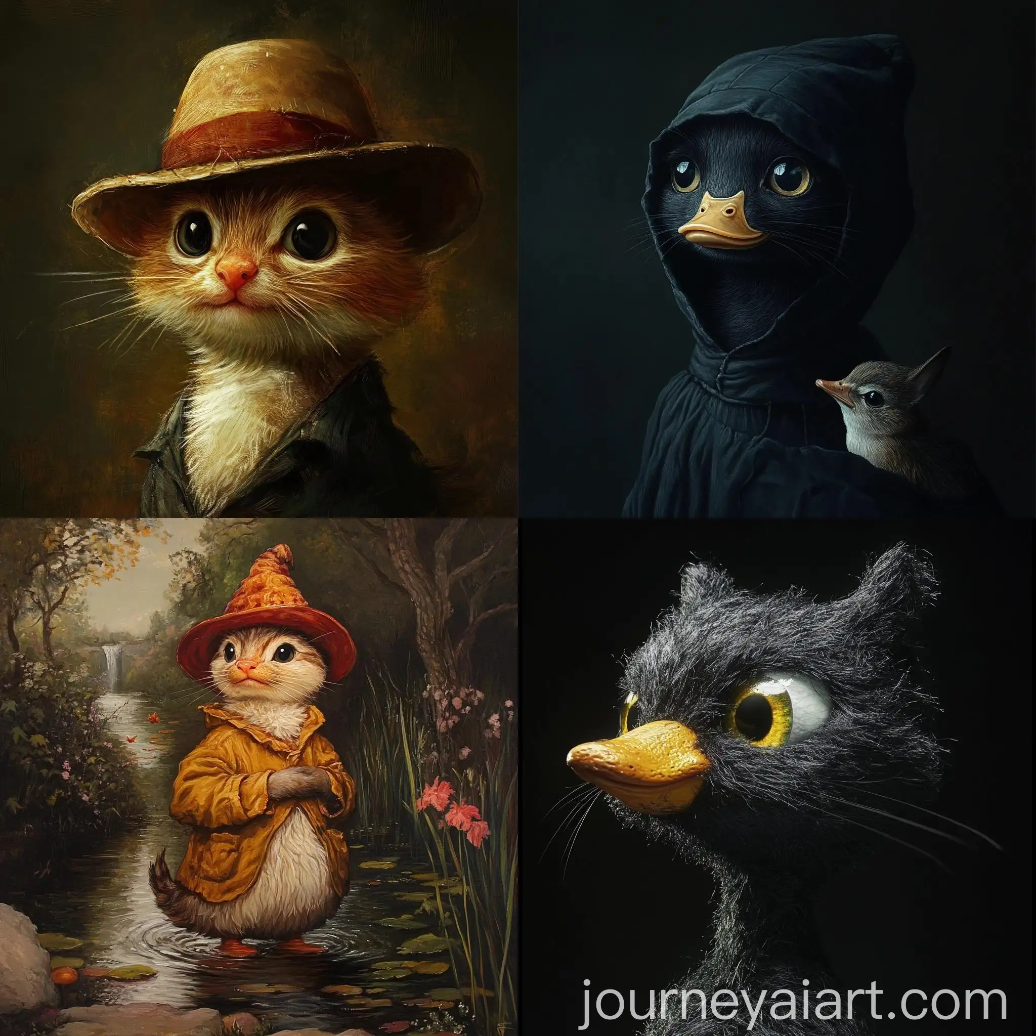 Playful-Duck-and-Cat-Interaction-in-Abstract-Art