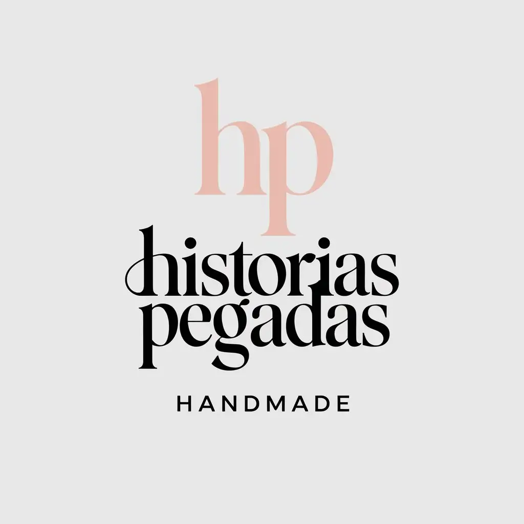 LOGO Design for Stick Stories Minimalistic Light Pink HP Initials with Elegant Calligraphic Historias Pegadas and Handmade Typography