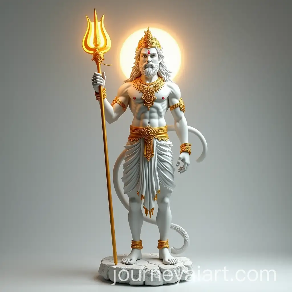 Divine-Lord-Hanuman-in-Majestic-White-and-Gold-Form-Holding-a-Radiant-Trident