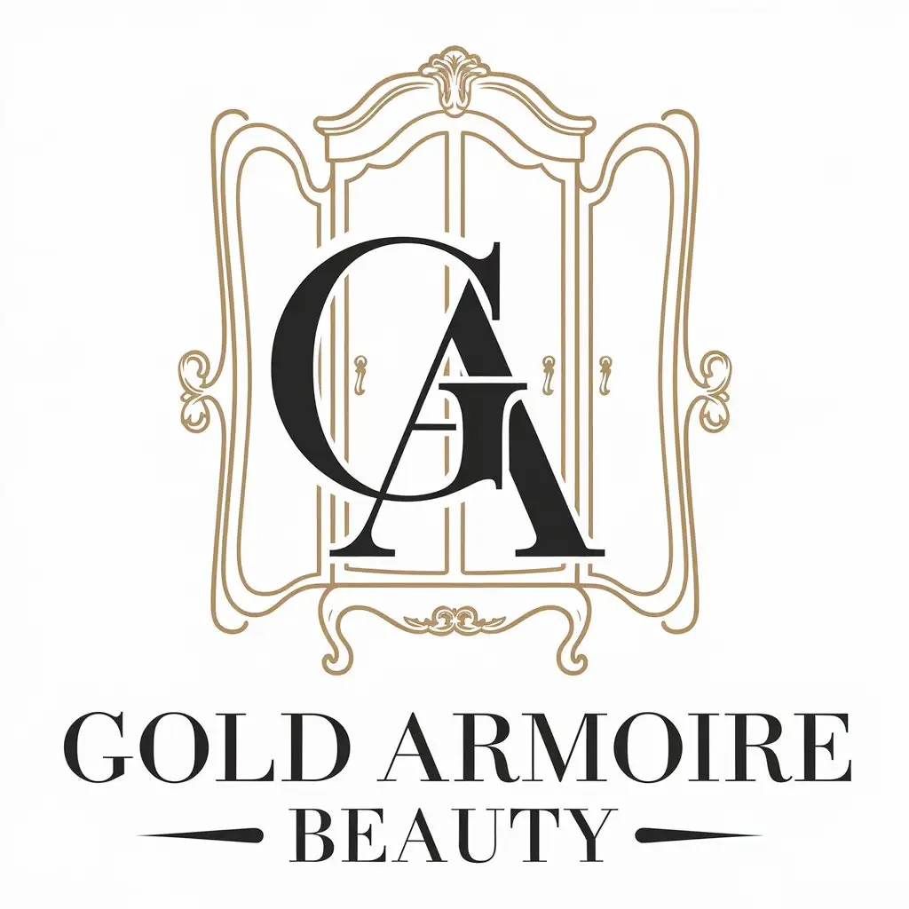 LOGO Design for Gold Armoire Beauty Vector Design with Initials for Retail Industry