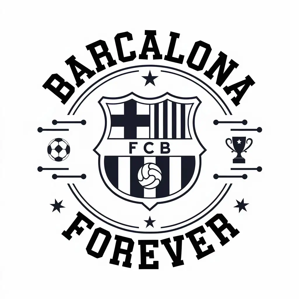 a vector logo design,with the text "BARCALONA FOREVER", main symbol:as a Barcelona logo added with some decorations,Moderate,be used in Sports Fitness industry,clear background