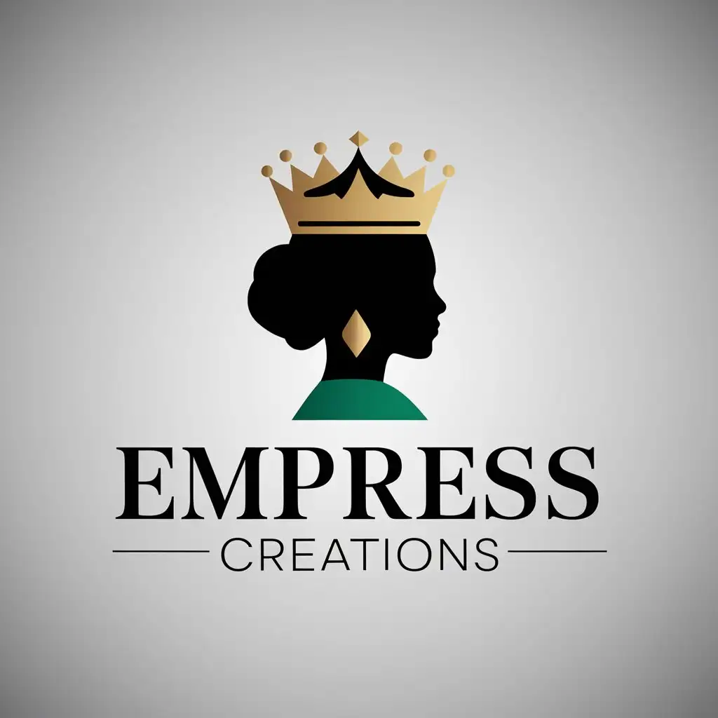 LOGO Design For Empress Creations Crown Symbol in Emerald Green and Gold for Retail Industry