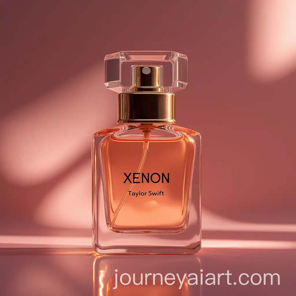 Taylor-Swift-Holding-a-Bottle-of-XENON-Perfume-in-a-Studio-Setting