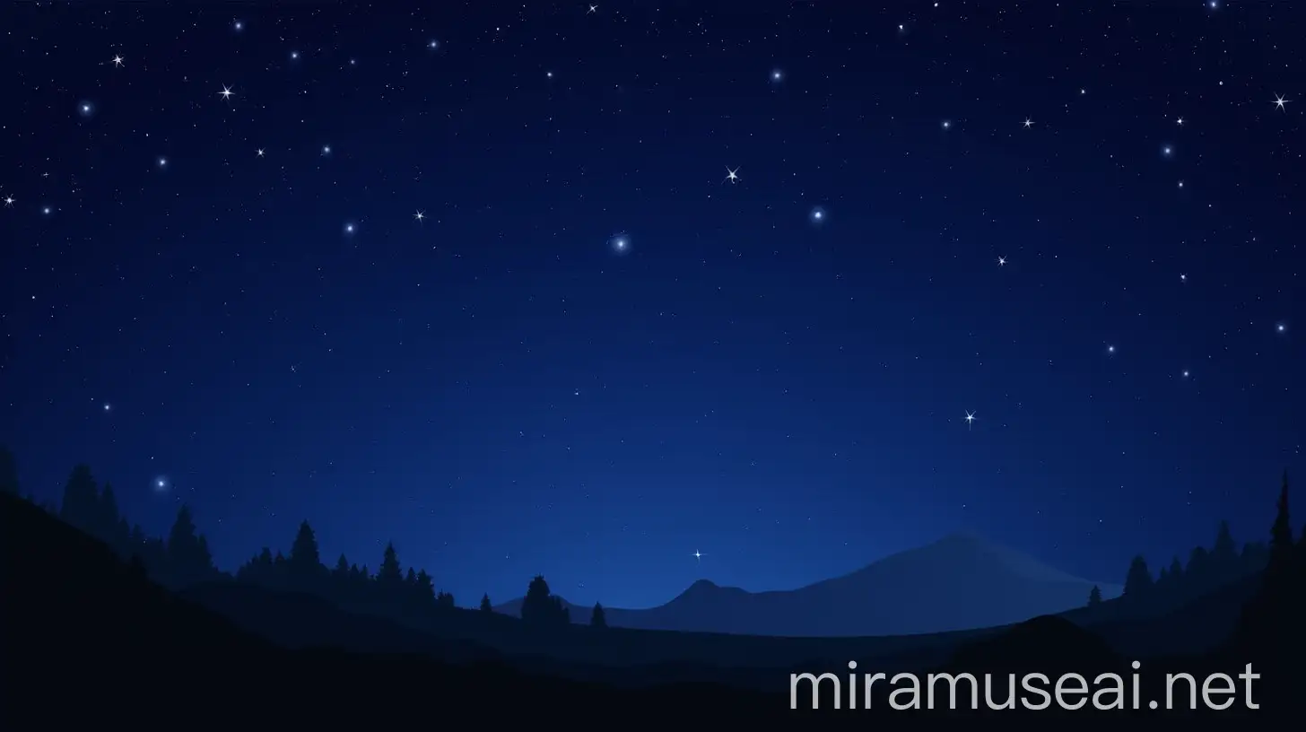 Starry Night Sky with Silhouetted Trees and Shooting Stars