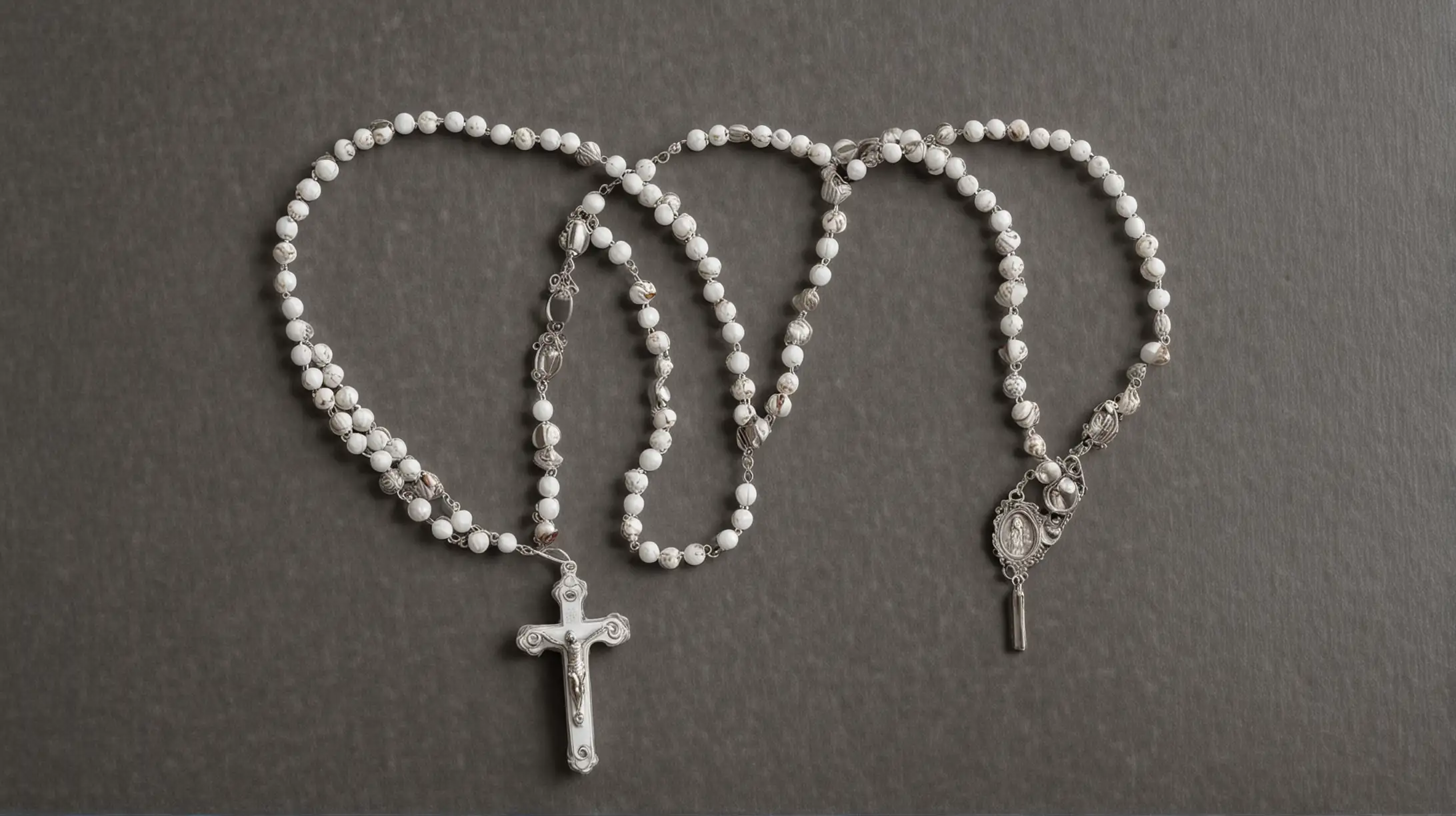 Flat White Rosary Hanging in Stillness