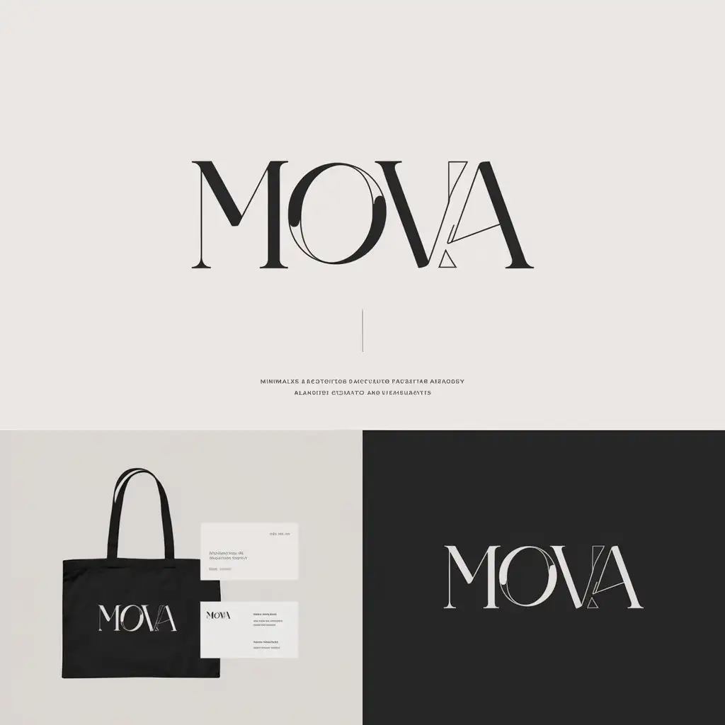 LOGO Design for MOVA Minimalist Black White with Geometric Motion Elements for Architects