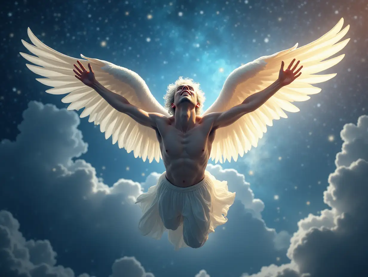 Male-Angel-with-White-Hair-and-Wings-Flying-Through-the-Universe