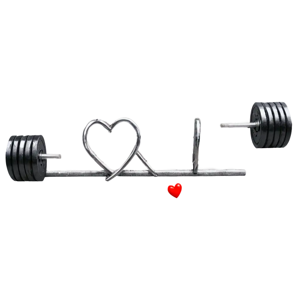 Barbell making a letter A and a heart made out of the bar in the center of the bar