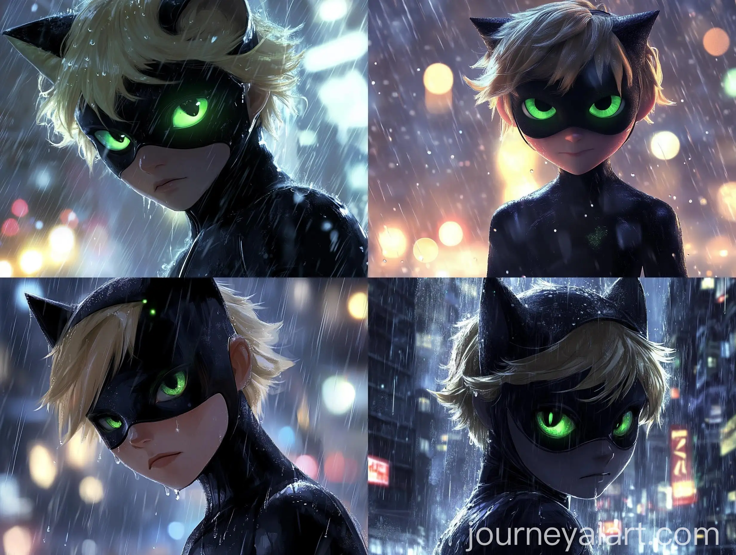 Cat-Noir-Adrien-with-Glowing-Green-Eyes-in-Rainy-City-Scene