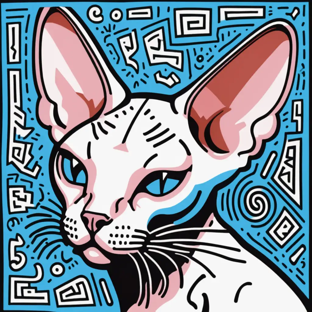 Keith Haring Style Sphynx Cat Artwork