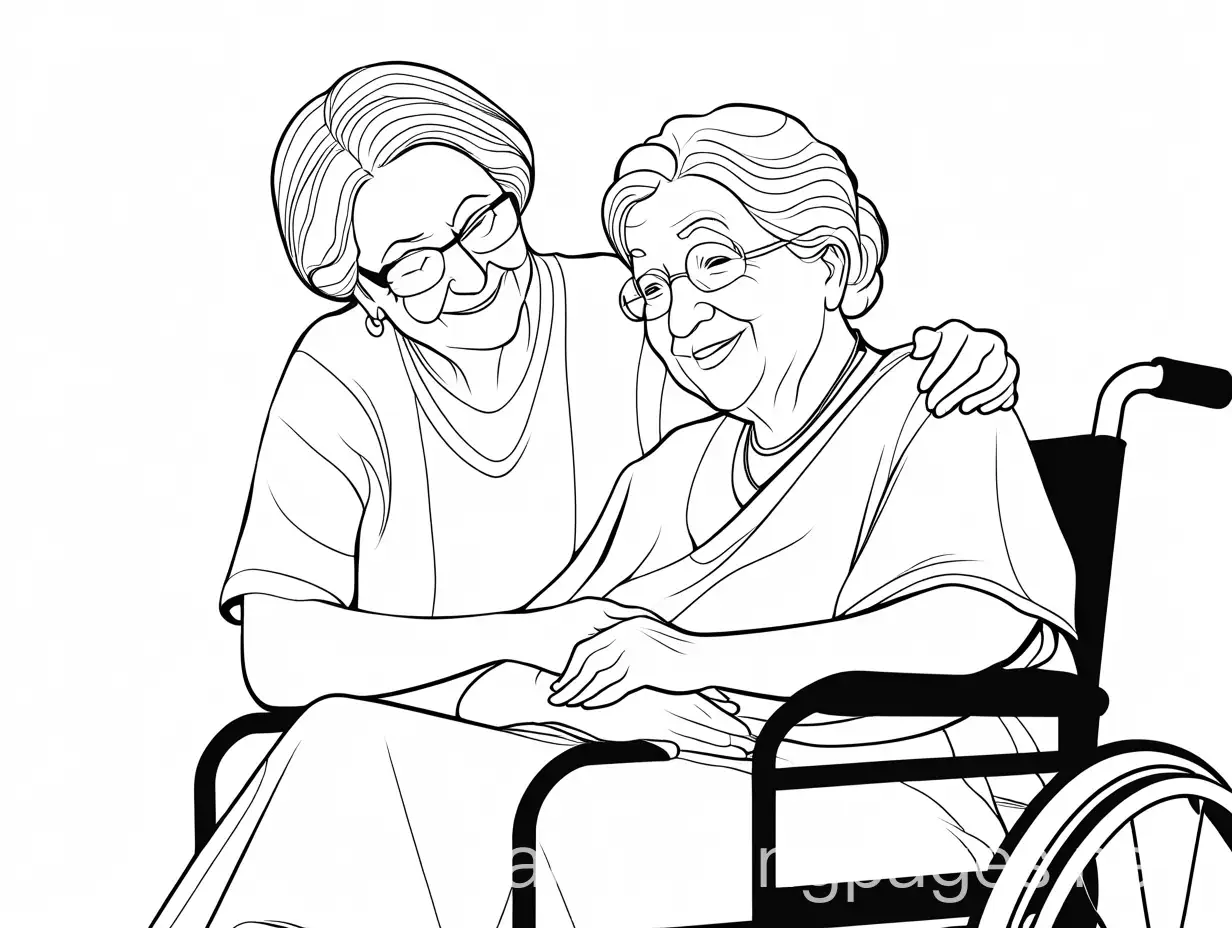 Girl-Embracing-Grandma-in-Wheelchair-Coloring-Page