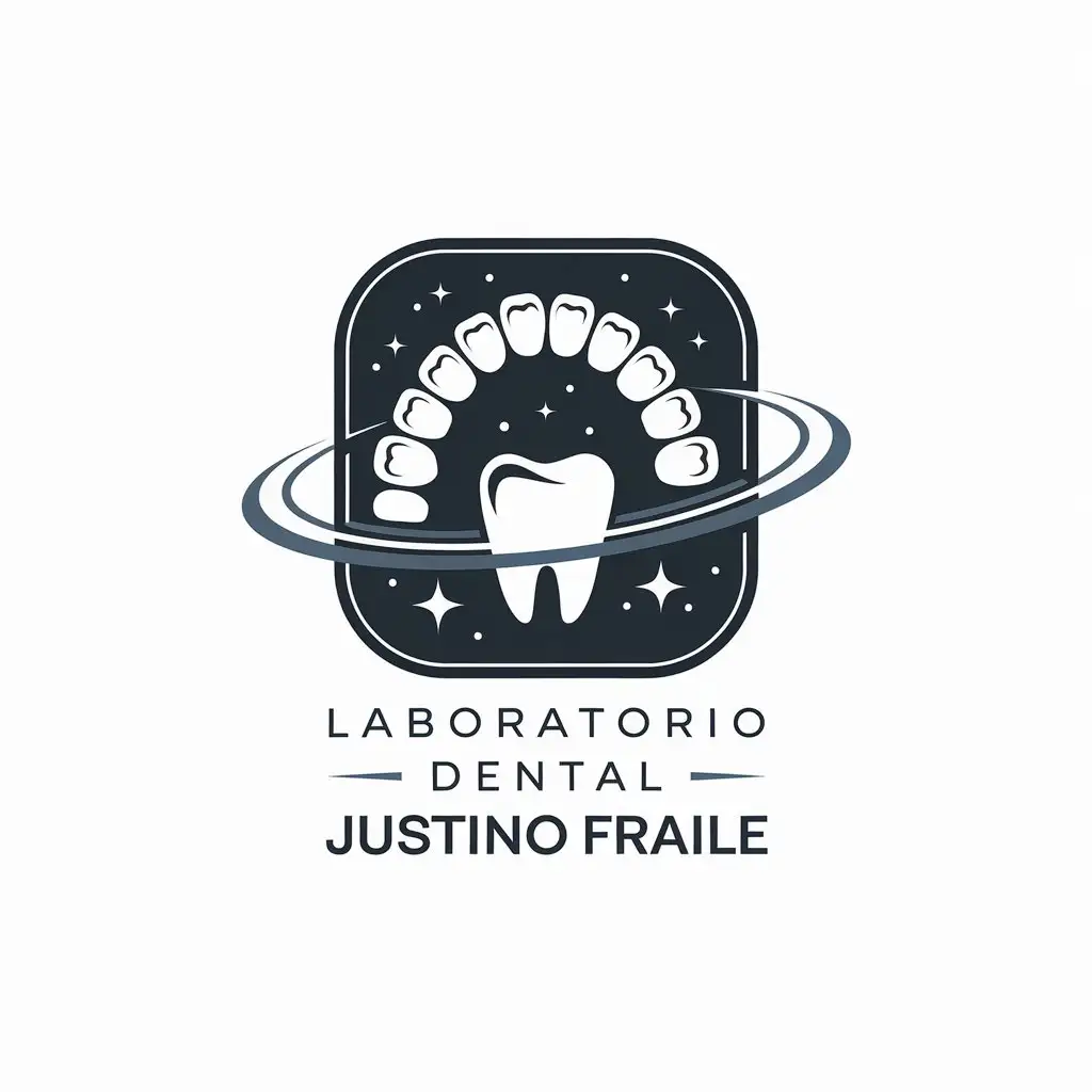 LOGO Design for Laboratorio Dental Justino Fraile Dental Arch with Orbiting Tooth for Medical Industry