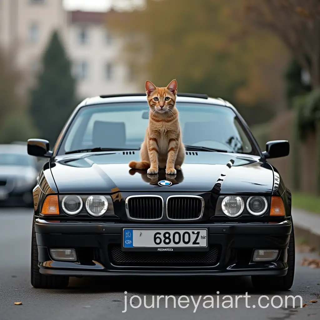 Luxury-BMW-Sedan-Featuring-a-Playful-Kitten