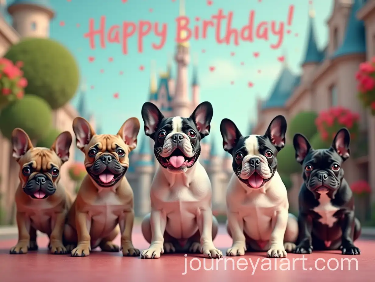 Whimsical-Birthday-Card-Background-Featuring-Playful-French-Bulldogs-at-Disneyland-Paris