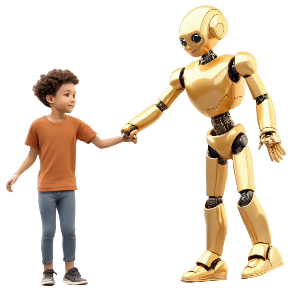 3D-Animation-of-a-GoldColored-Robot-and-Child-PNG-HighQuality-Image-for-Digital-Design-Projects