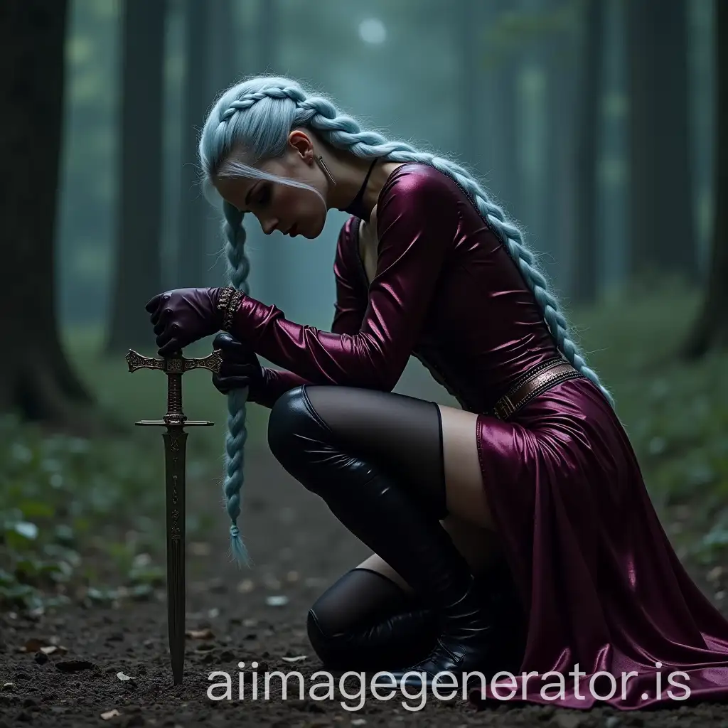 Evil-Sorceress-Kneeling-in-Mystical-Forest-with-Sword