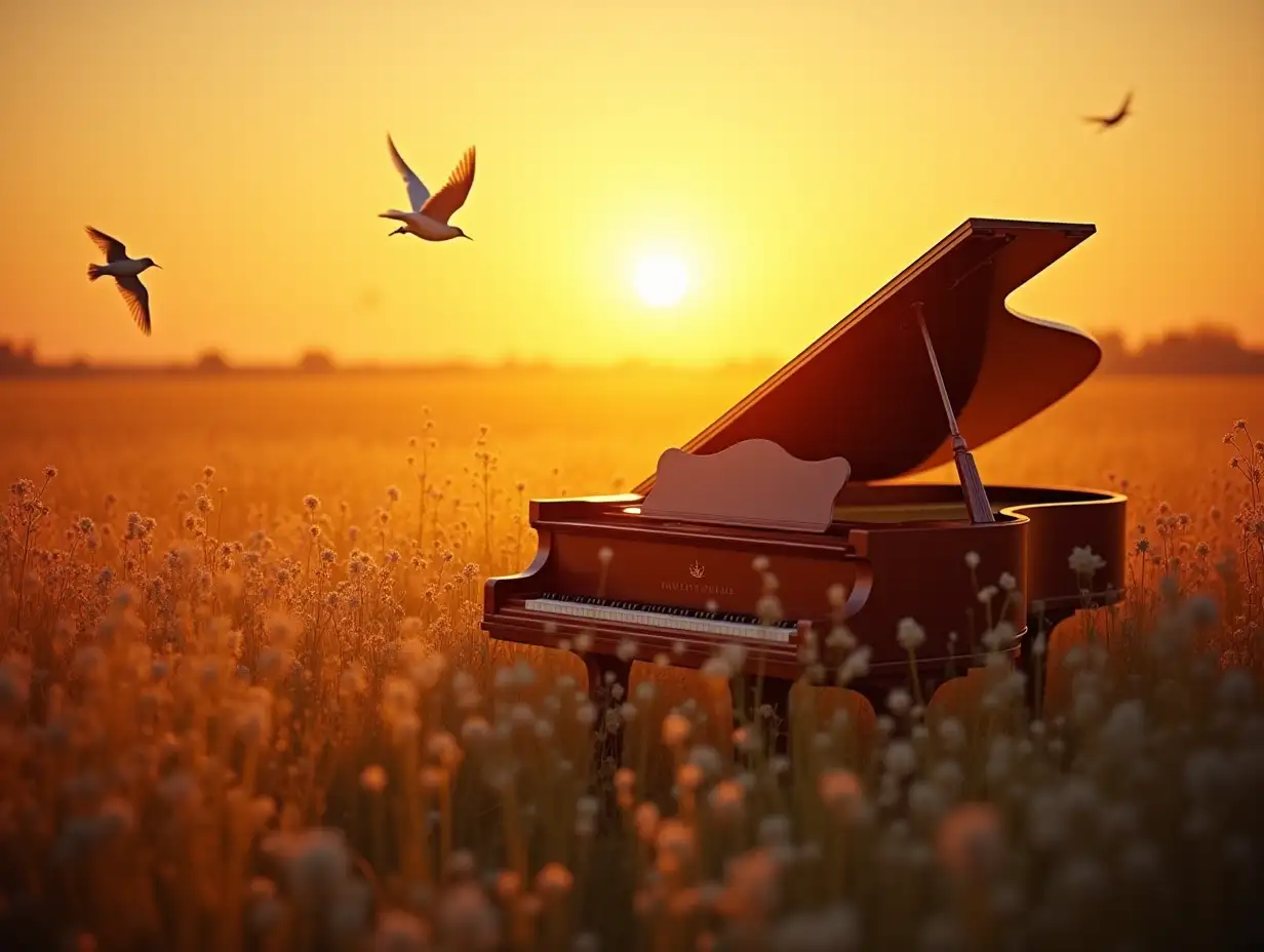 Serene-Sunset-with-Piano-in-Golden-Grass-Field