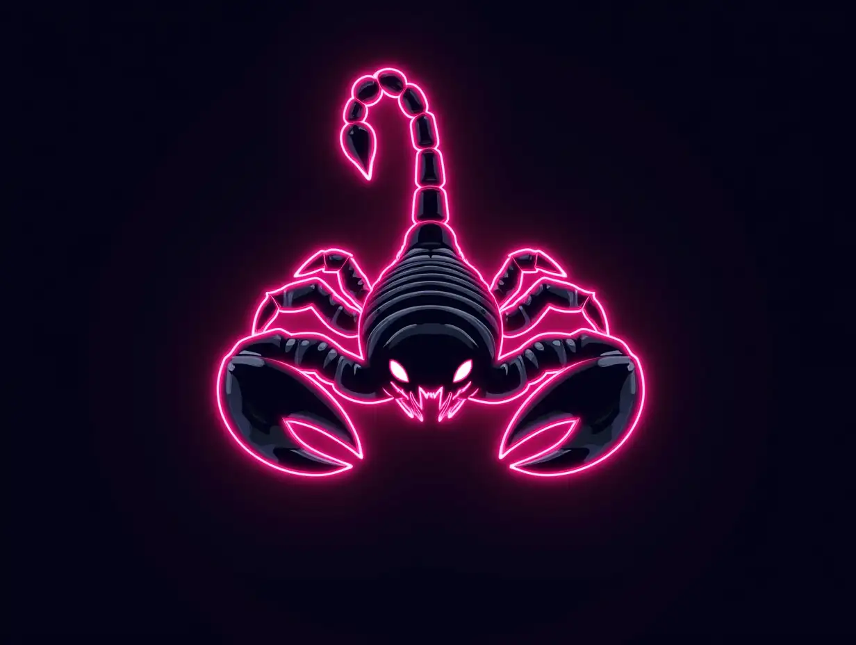 logo, neon, gaming, scorpion, front view