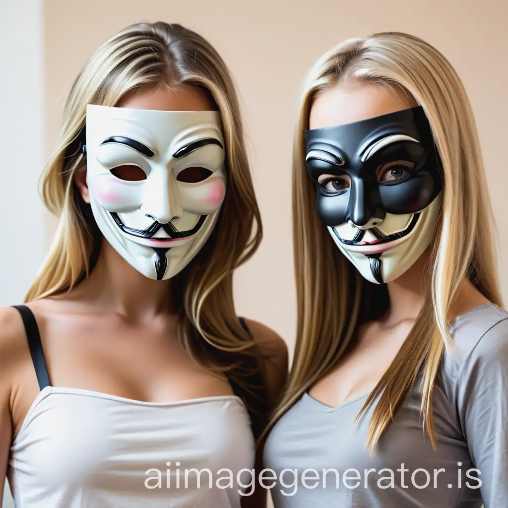 Two-Girls-Wearing-Anonymous-Masks-One-Blonde-and-One-Brunette