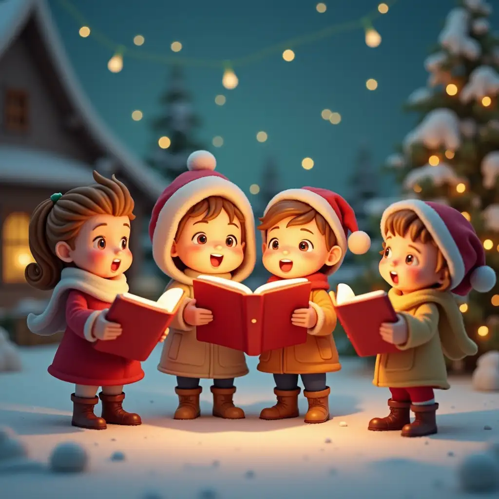 Cute-Children-Singing-Christmas-Carols-in-3D-Rendering