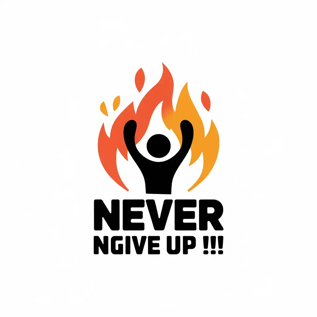 a vector logo design,with the text "Never nGive up !!!", main symbol:Never nGive up !!!,Moderate,clear background