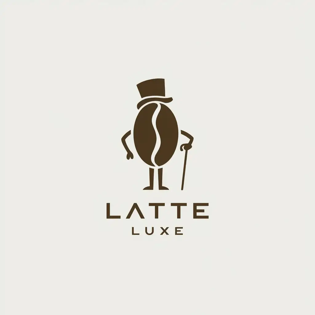 a vector logo design,with the text "Latte Luxe", main symbol:coffee bean gentleman,Minimalistic,be used in coffee industry,clear background