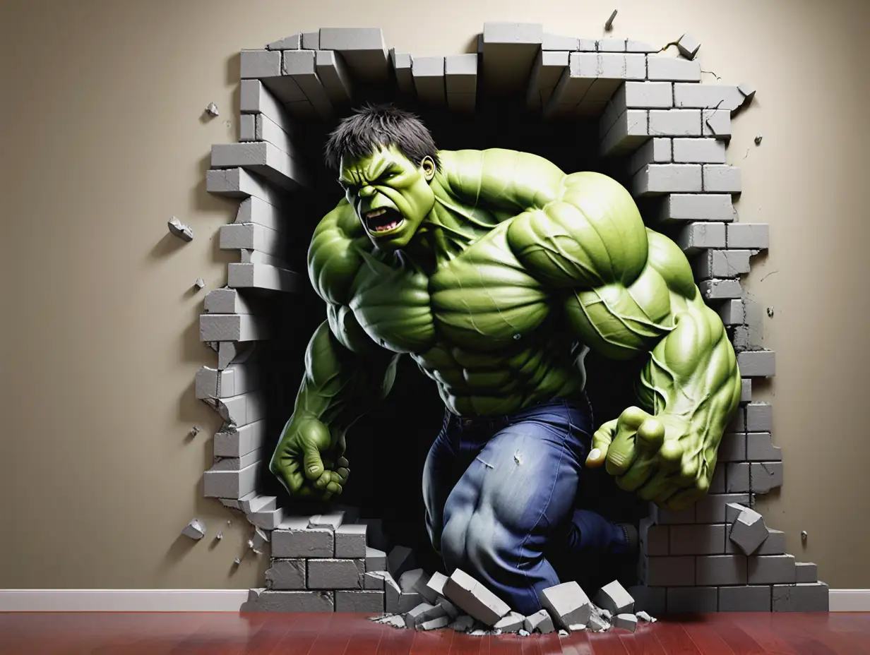 Incredible-Hulk-Breaking-Through-WallAI-Art-Prompt-Expansion-in-3D