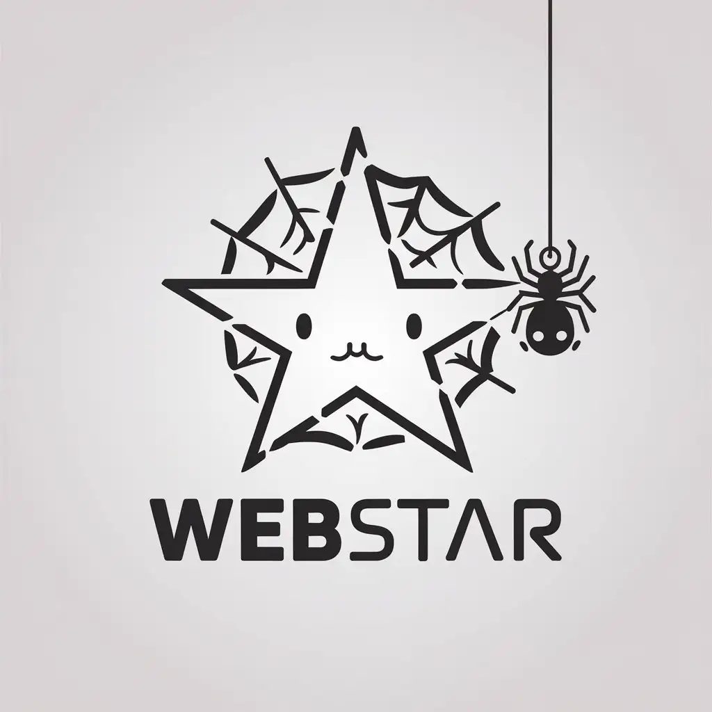 LOGO Design for WebStar Minimalistic Vector Logo with Artistic Spider Web and Star