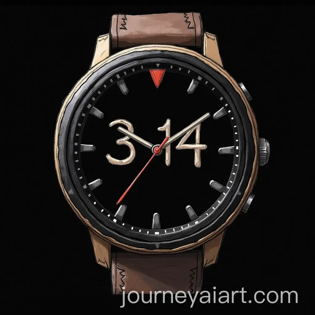 Circular-Smart-Watch-Showing-314-PM-in-PostImpressionist-Style-on-Black-Background