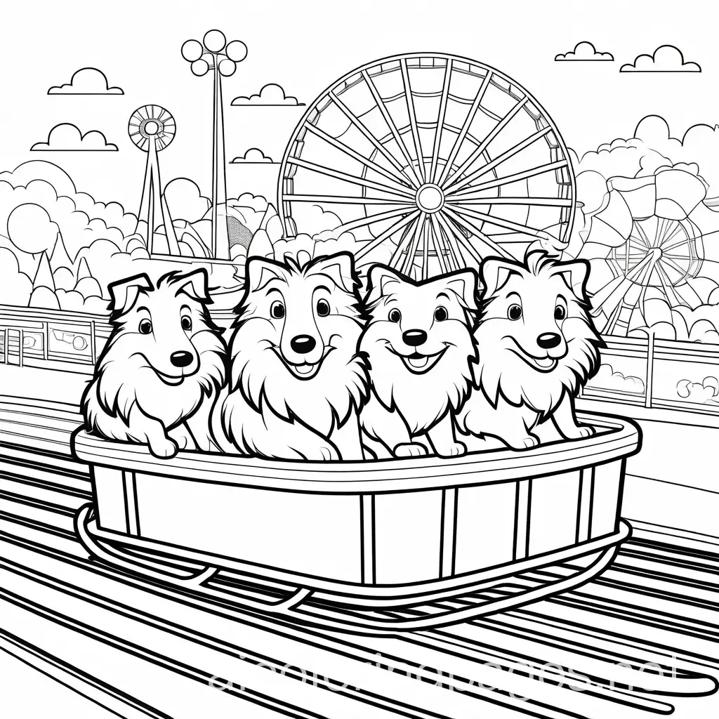 Cheerful-Shetland-Sheepdogs-Riding-Amusement-Park-Ride-Coloring-Page