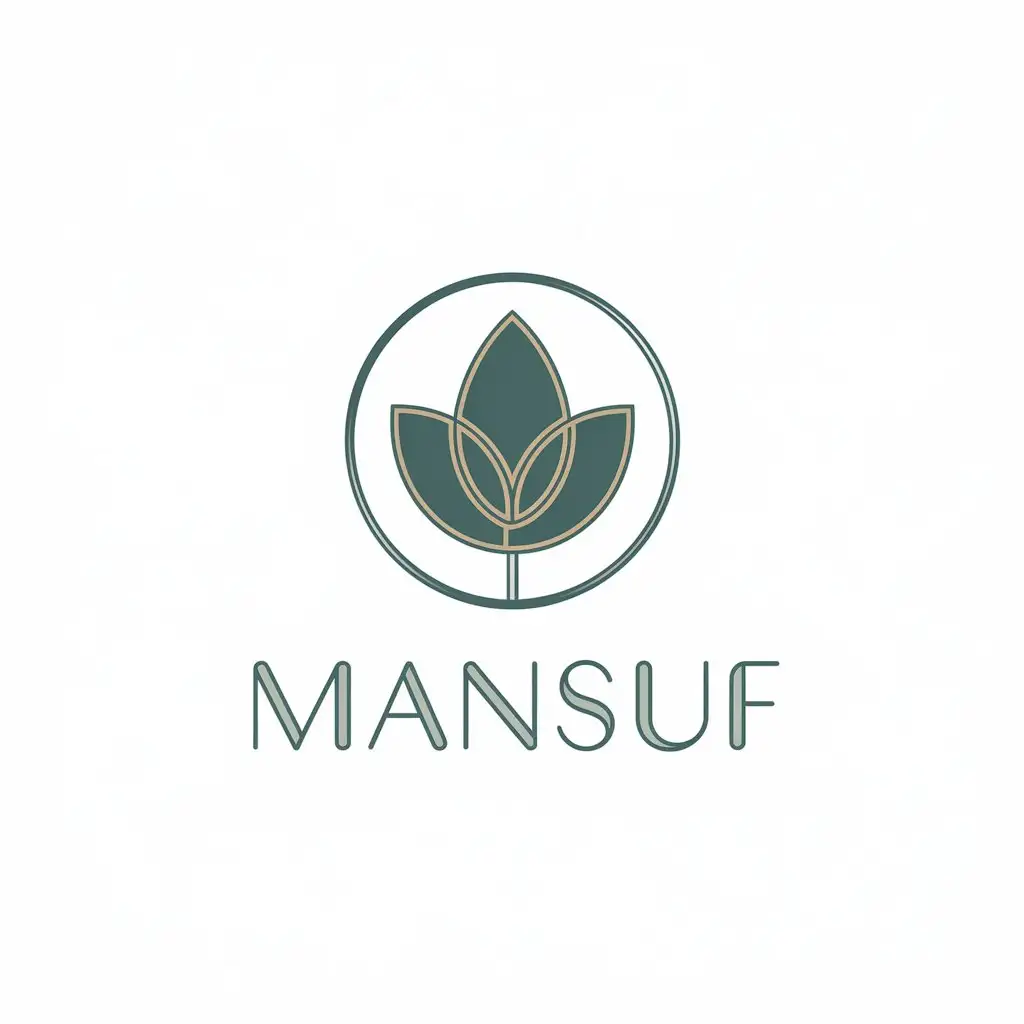 LOGO Design for MANSUF Stylized Leaf and Circular Outline with Muted Green and Gold for Medical Dental Industry