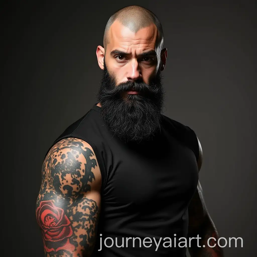 Tech-Genius-with-Vibrant-Tattoos-and-Mediterranean-Complexion-in-Sleek-Apartment