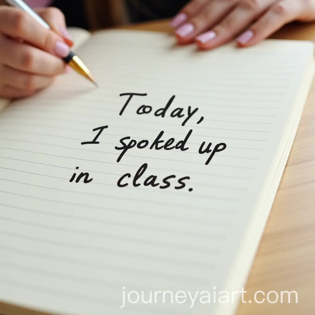 AI-Image-Prompt-ExpansionGirl-Writing-in-Notebook-About-Speaking-Up-in-Class