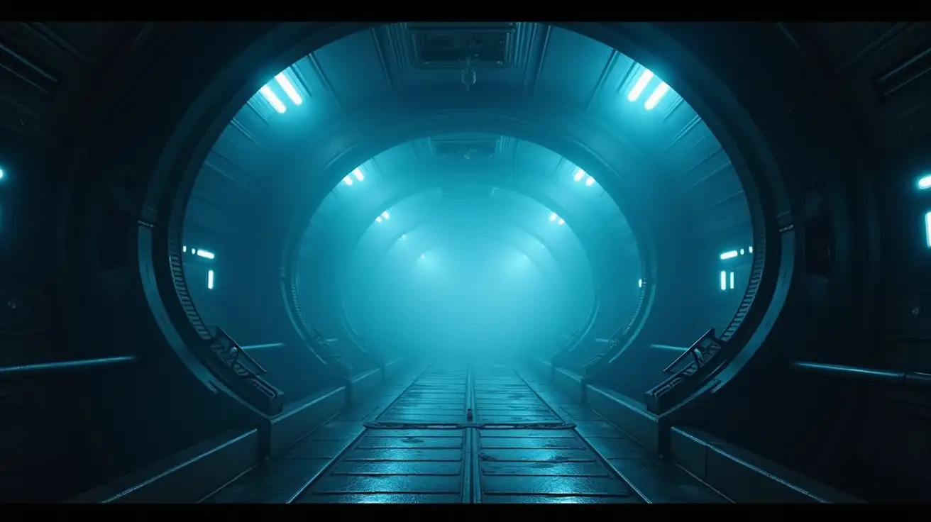 Futuristic-Industrial-Spaceship-Cockpit-with-Flickering-Blue-Light-and-Smoke