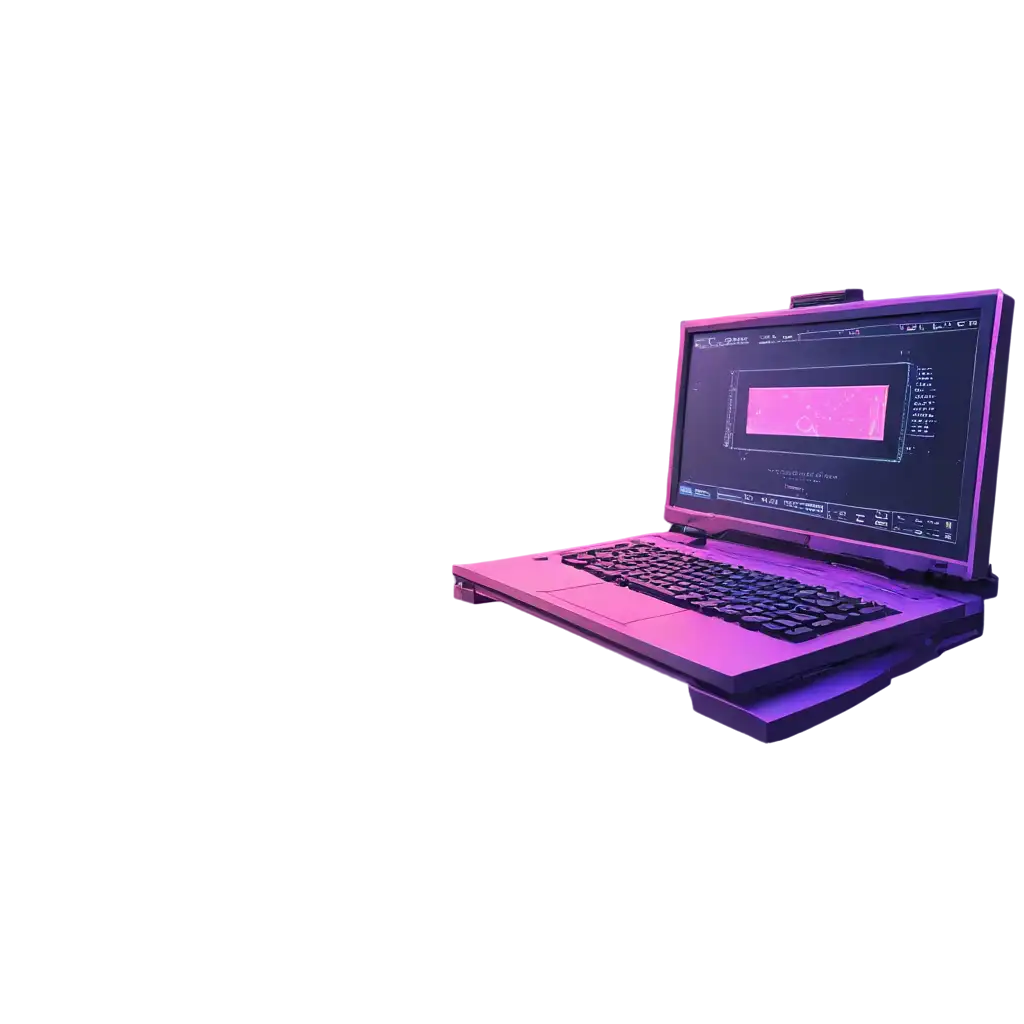 Cyberpunk-PNG-Image-Featuring-a-Computer-Monitor-with-a-Site-Open-in-Purple-and-Pink-Hues