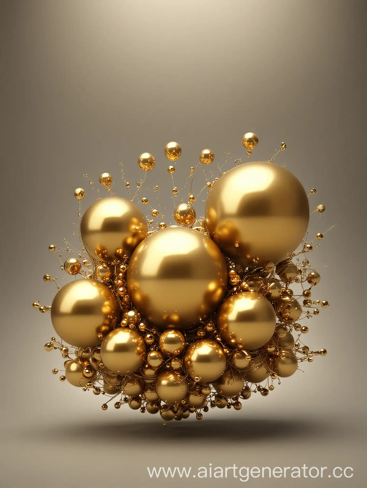 created image with balls in gold colors