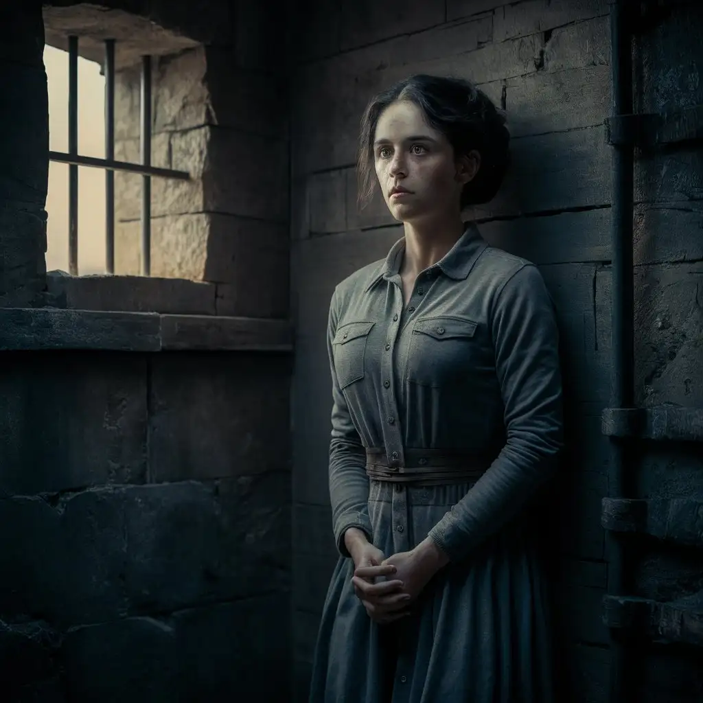 Prisoner Woman in 1800s Texas Jail Cell