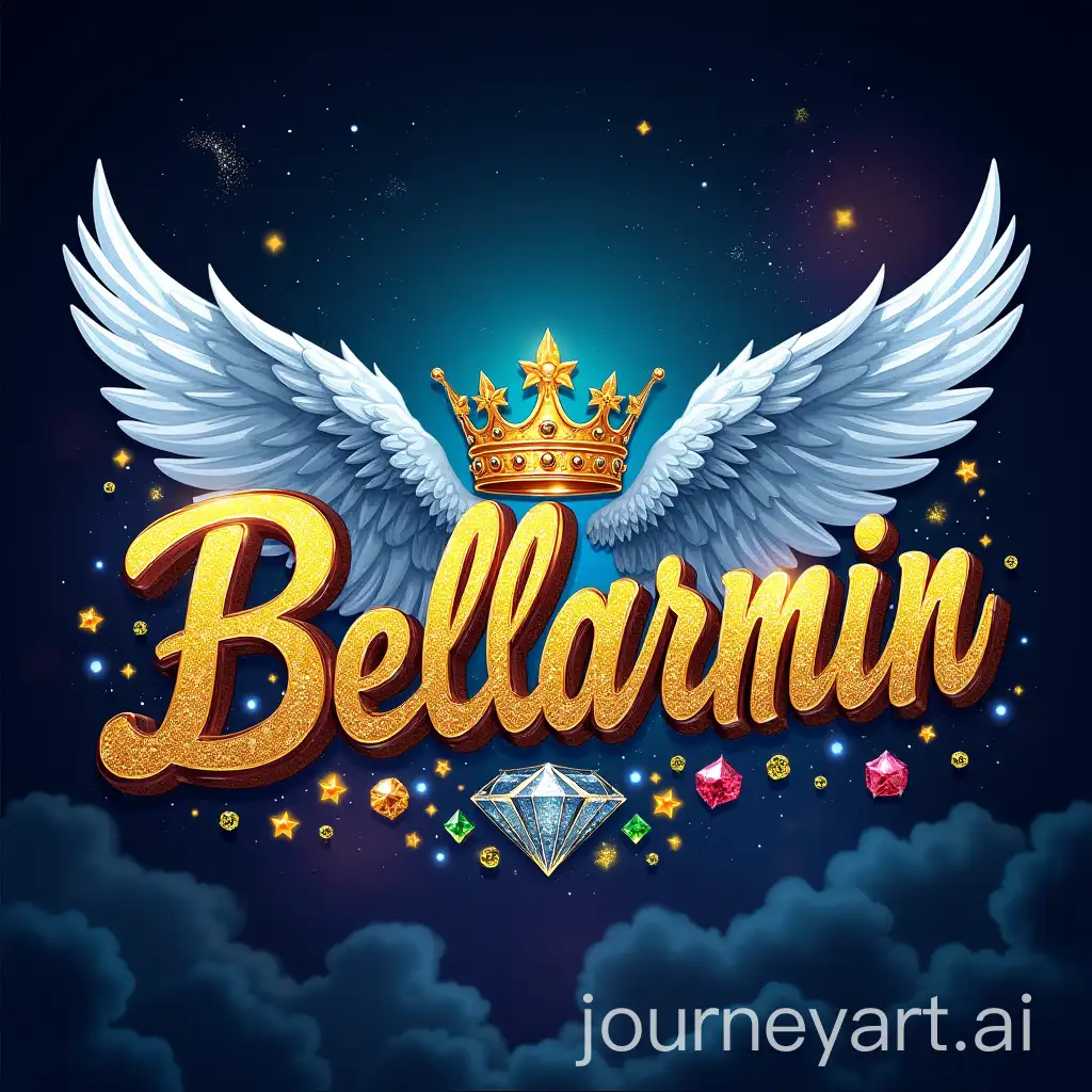 Elegant-3D-Typography-of-Bellarmin-Adorned-with-Precious-Gemstones