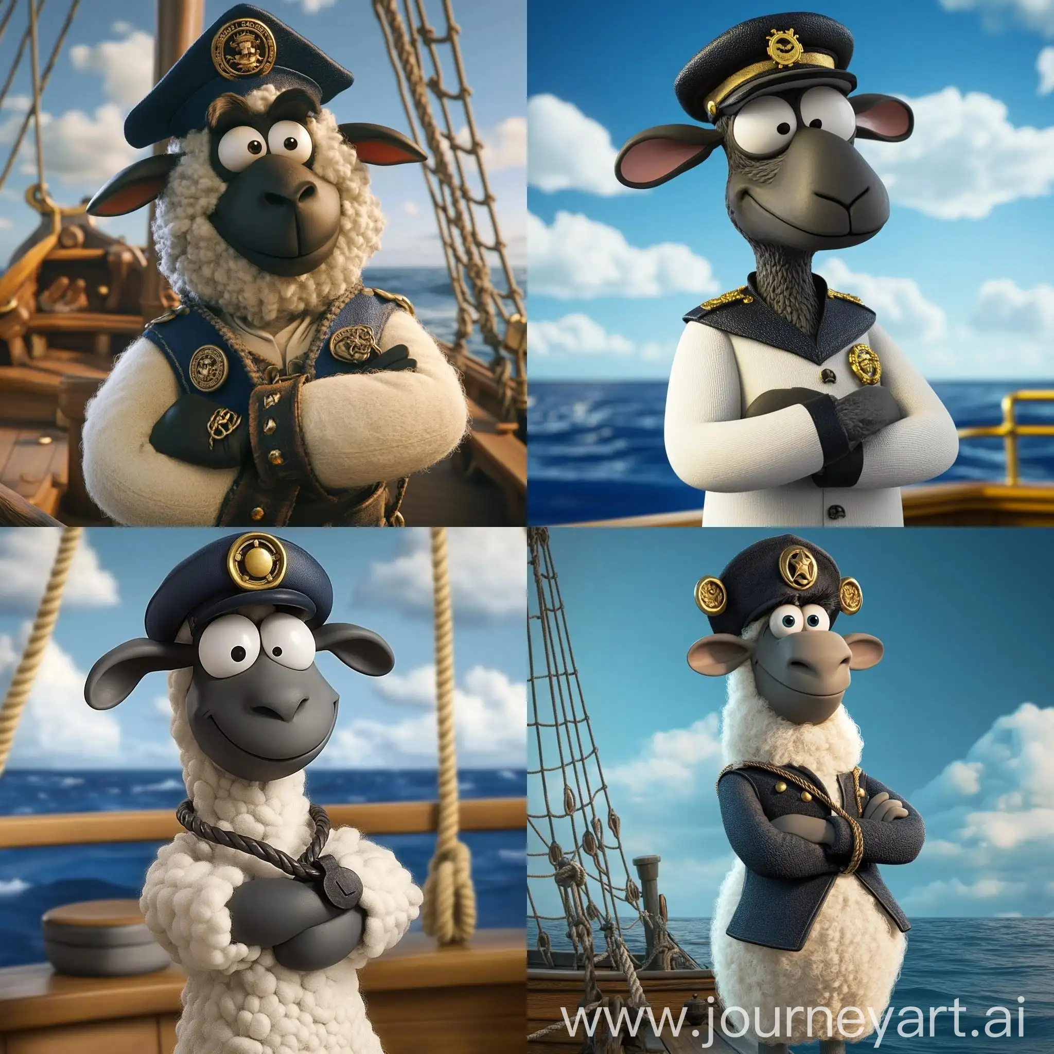 Cartoon-Ship-Captain-Shaun-Sheep-Character-Illustration