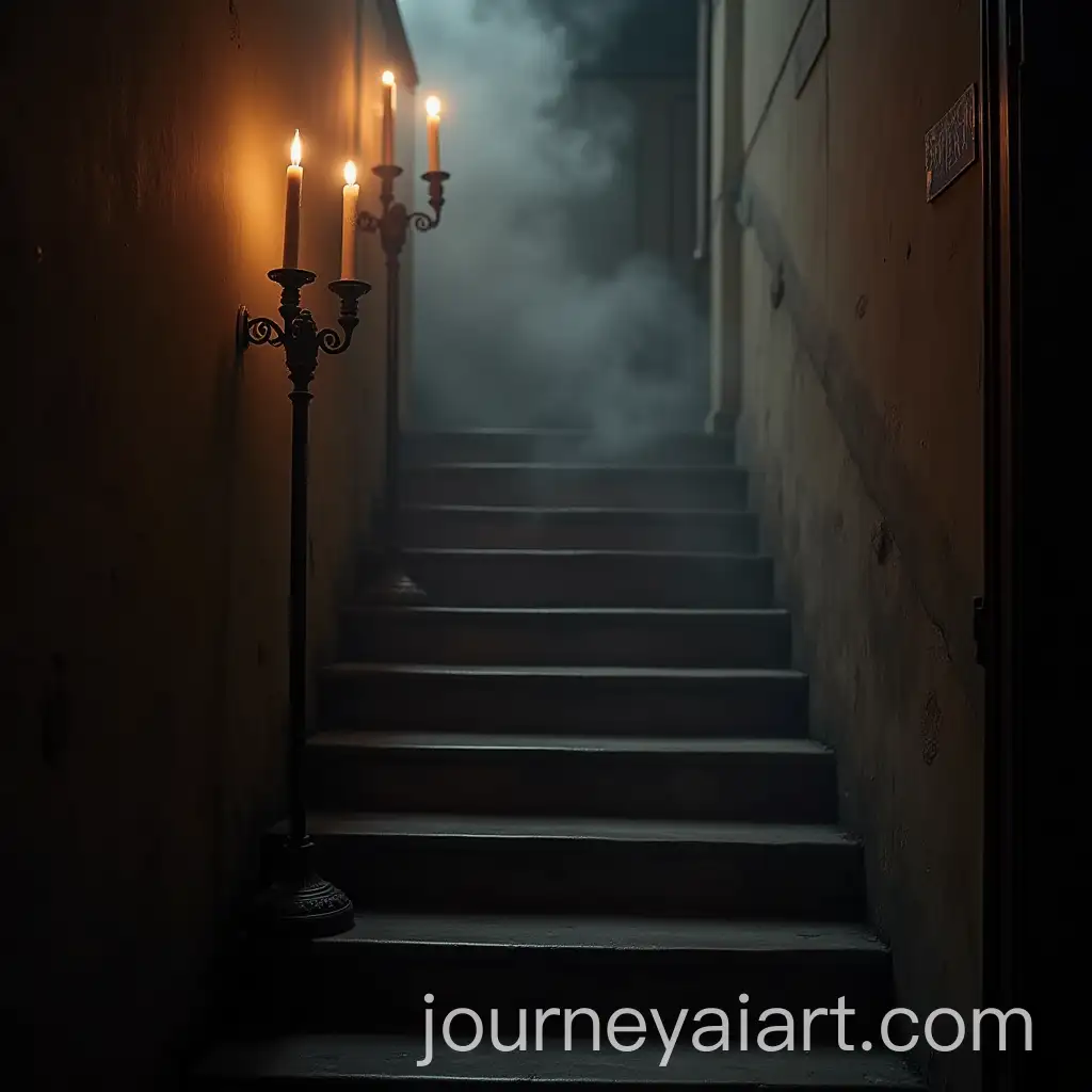 Antique-Candlesticks-with-Candles-in-a-Gloomy-Loft