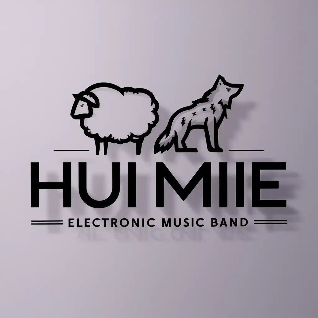 a logo design,with the text "Hui Mie Electronic Music Band", main symbol:a sheep and a wolf,Moderate,be used in Entertainment industry,clear background