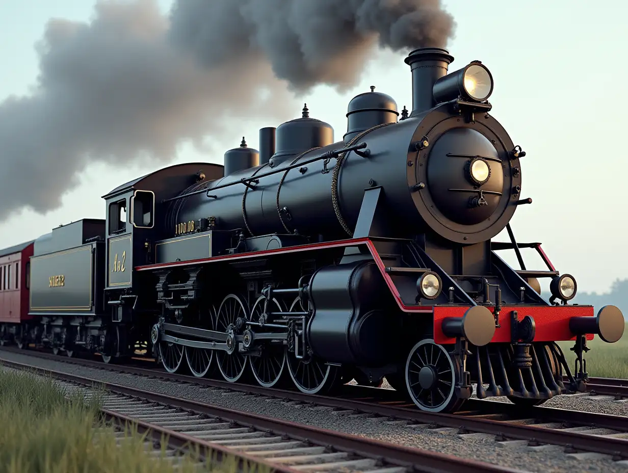 Create a high-resolution realistic image in 4k resolution A Mallet type Steam locomotive