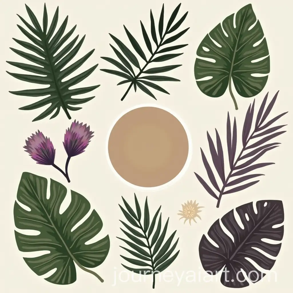 Tropical-Mood-Board-with-Brown-Green-and-Purple-Color-Palette