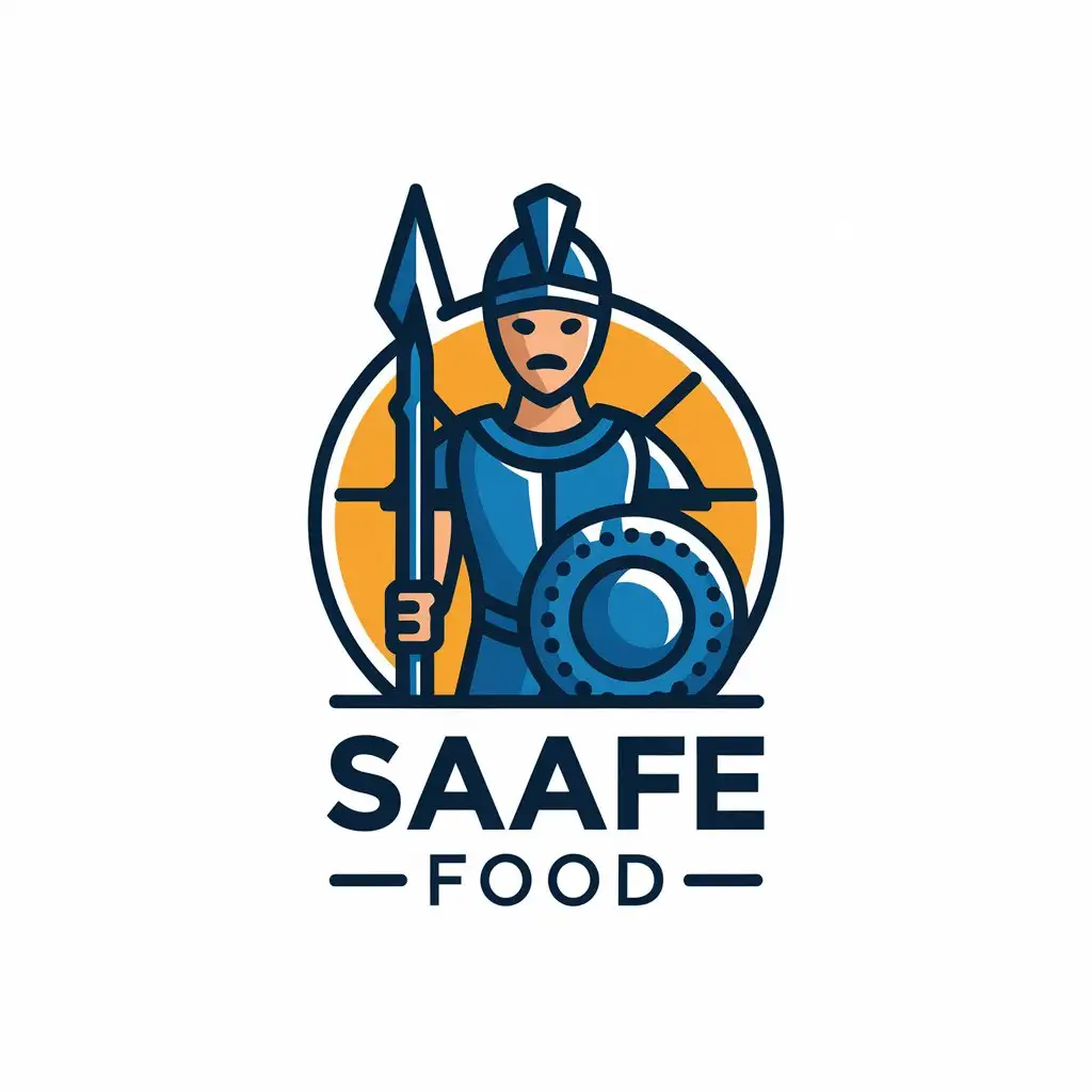 LOGO Design for Saafe Food Man with Shield and Spear Symbol for Retail Industry